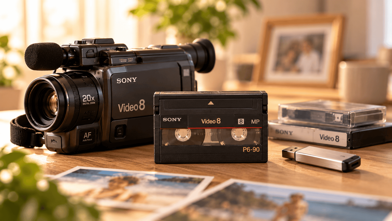 Video8-cameraband met Video8-camcorder voor het digitaliseren van oude familievideo’s